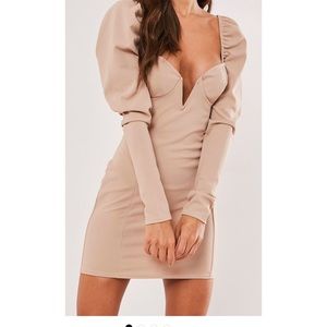 sand milkmaid v bar mini dress